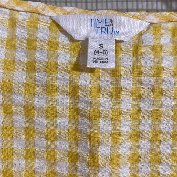 - Yellow and white checkered dress from Time and true. Women size 4-6 small - Picture 2 of 3